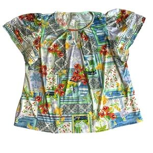 New! Wrapper Novelty Bright Short Flutter Sleeve Italian Summer Blouse/Top 3X